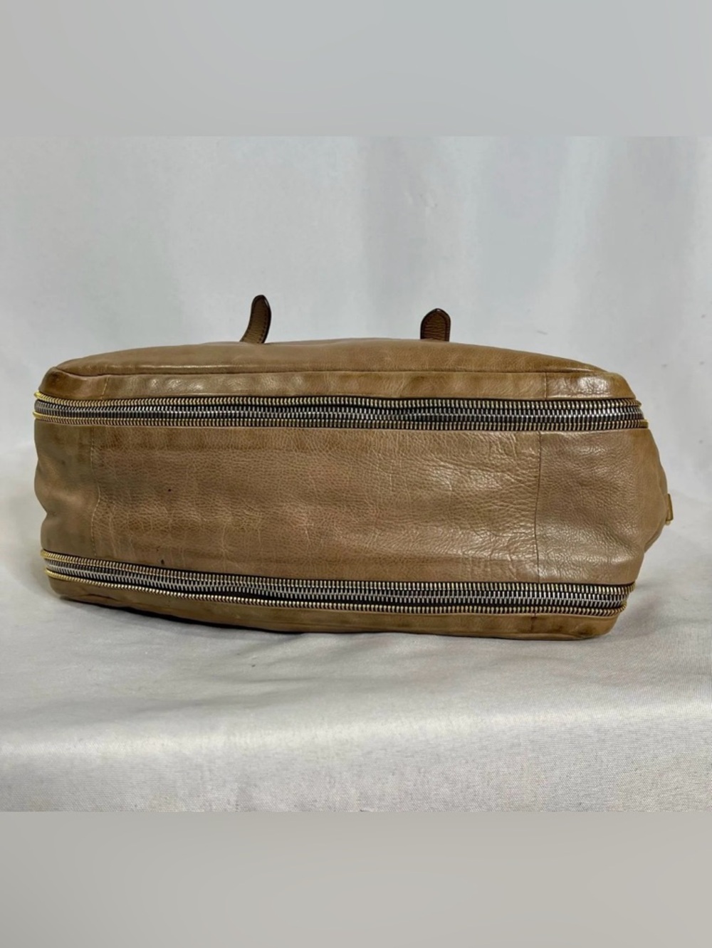 Prada Vintage Tan Leather Handbag With Gold/Brass Padlock Hardware - Picture 4 of 10